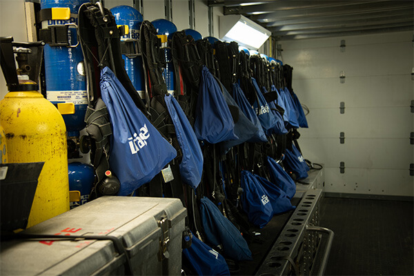 emergency response training equipment inside trailer