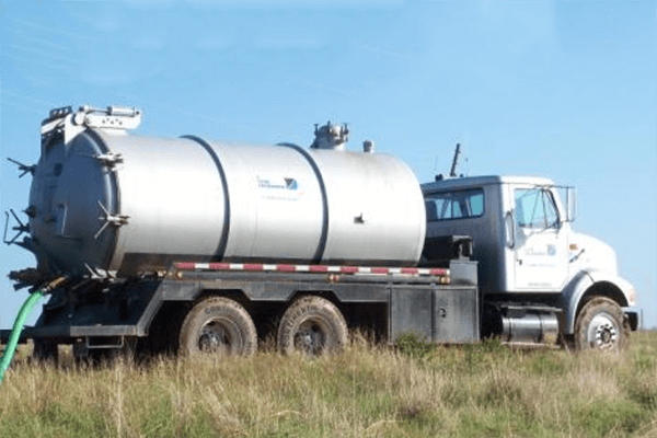 vacuum truck transporting liquid waste